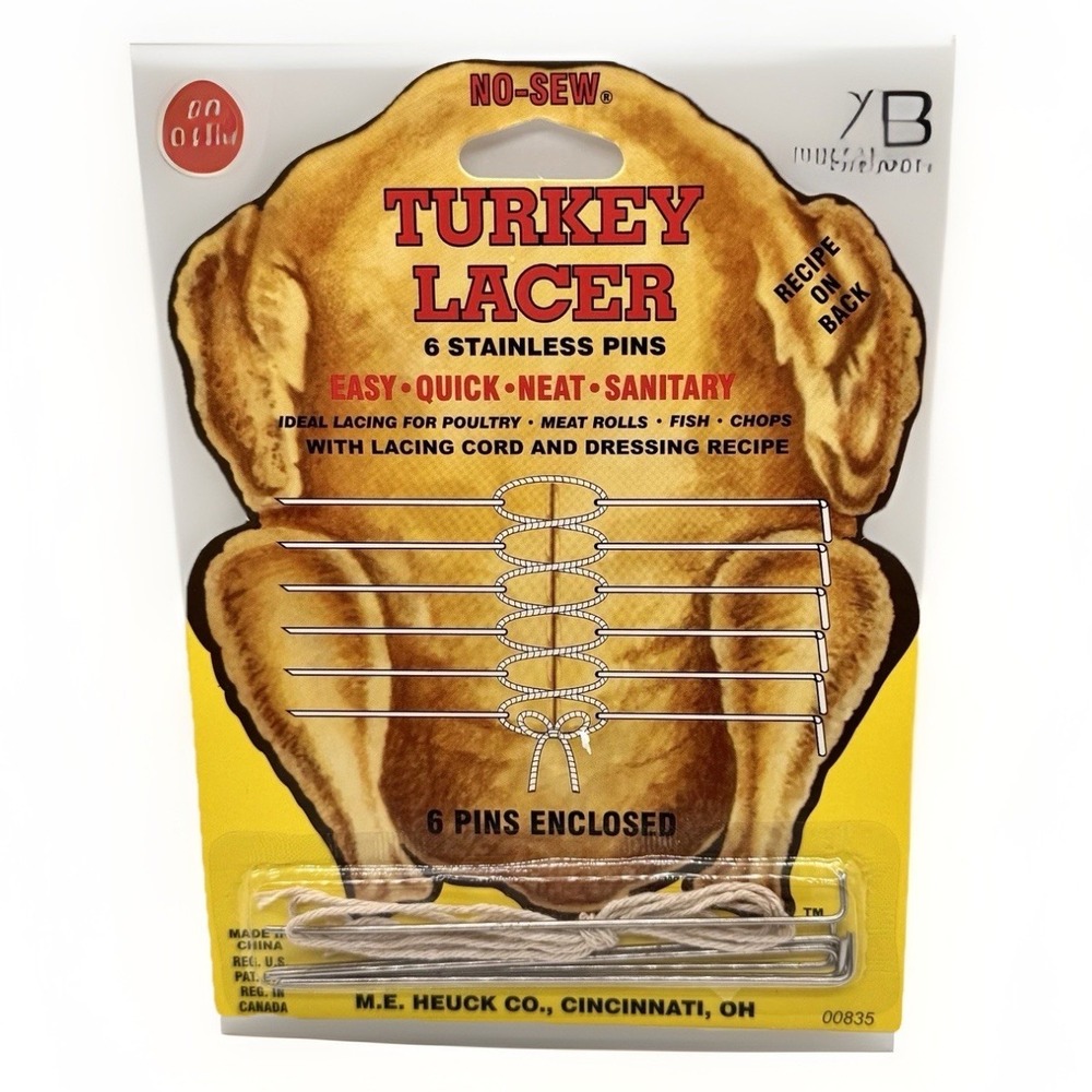 M.E. Heuck‎ Co Vintage Turkey Lacer 6 Stainless Steel Pins Cord Recipe 00835